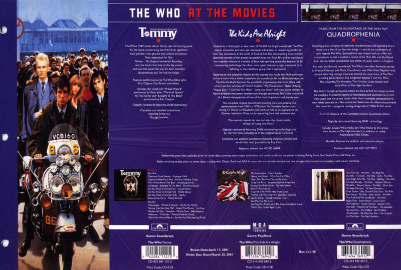 The Who At The Movies - 2001 USA Press Kit