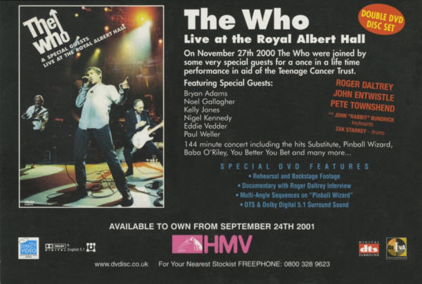 The Who - Live At The Royal Albert Hall - 2001 UK Ad