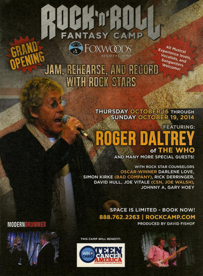 Roger Daltrey - Rock & Roll Fantasy Camp - October 16-19, 2014 USA