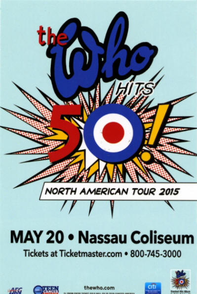 The Who Hit's 50 - USA Tour 2015 - May 20 - Nassau Coliseum - New York, USA Flyer