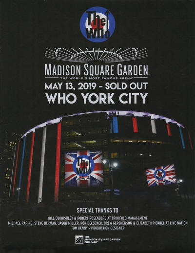 The Who - Madison Square Garden - New York, NY - May 13, 2019 USA