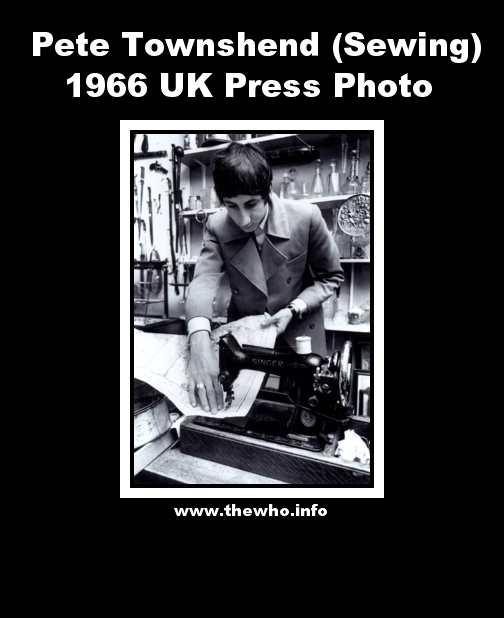 Pete Townshend (Sewing) - 1966 UK Press Photo
