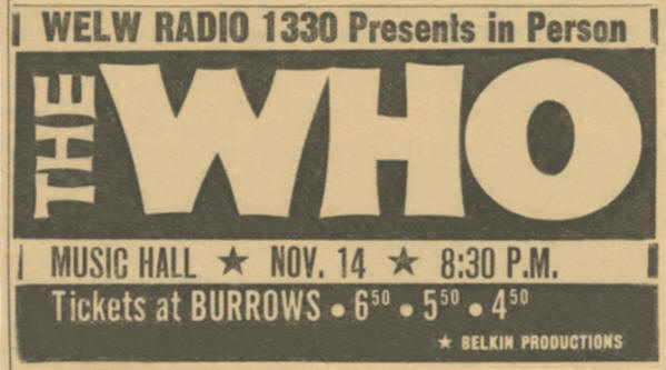 The Who - Music Hall - Cleveland, Ohio - November 14, 1969 USA