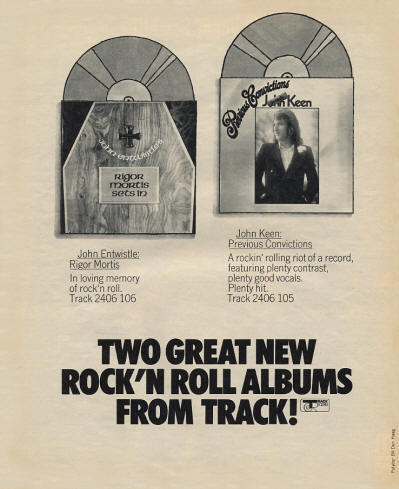 John Entwistle - Rigor Mortis Sets In - 1973 Holland Ad