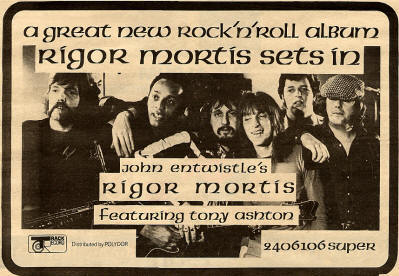 John Entwistle - Rigor Mortis Sets In - 1973 UK Ad