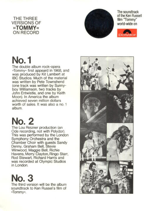 The Who - Tommy - 1975 Holland Press Kit 