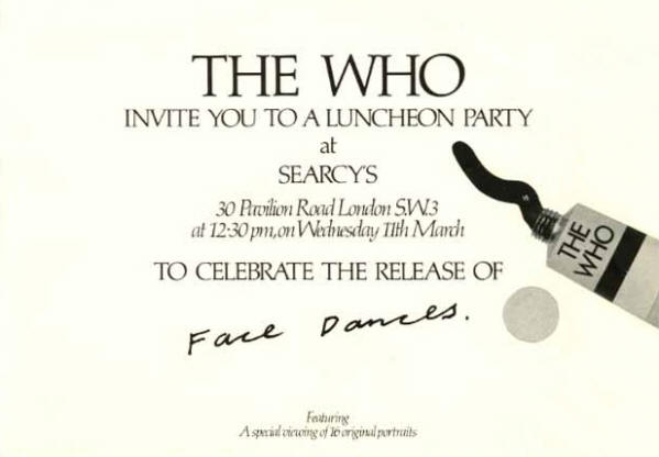The Who - Face Dances Release - 1981 UK Invitation