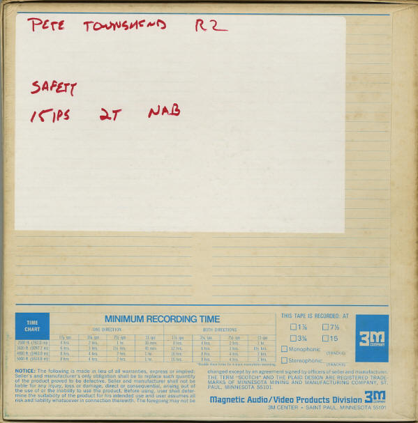 Pete Townshend - Rock Palast /Deep End - January 29, 1986 - Safety Reels