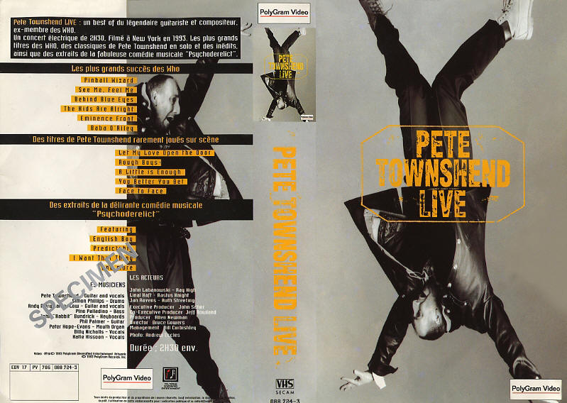 Pete Townshend - Pete Townshend Live - 1993 France Press Kit