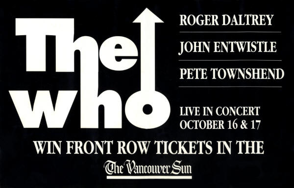 The Who - GM Place Vancouver - October 16 & 17th, 1996 Canada (Promo)