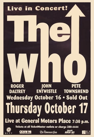 The Who - General Motors Place Vancouver - October 17th, 1996 Canada (Promo)