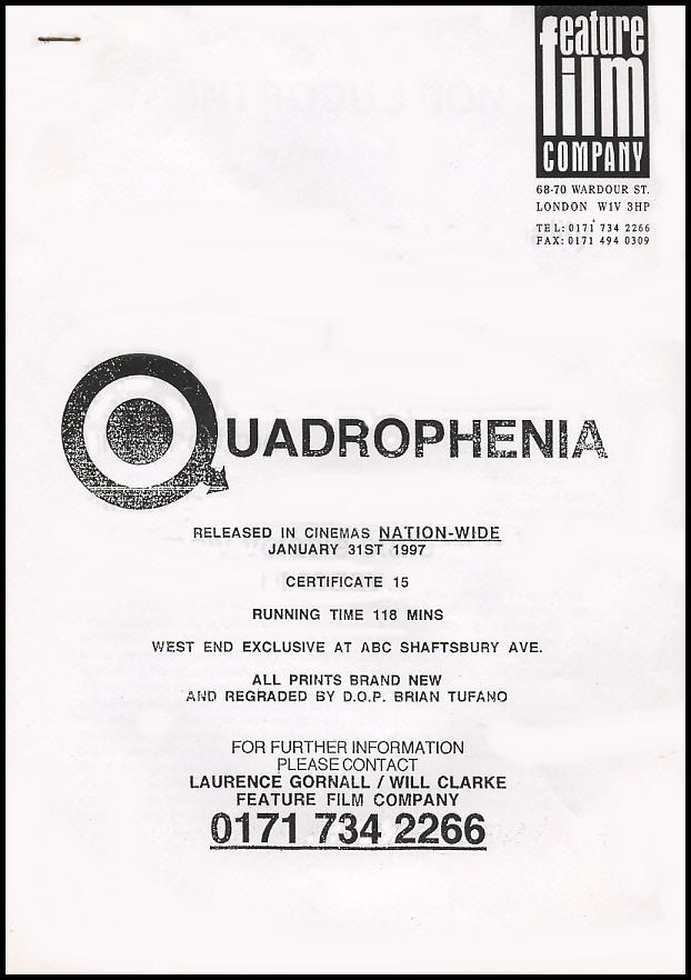 The Who - Quadrophenia - 1997 UK Press Kit