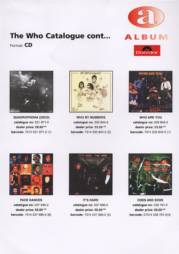 The Who - The Who Catalogue - 1998 UK Press Kit