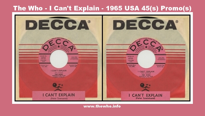 The Who - I Can't Explain - 1965 USA 45(s) Promo(s)