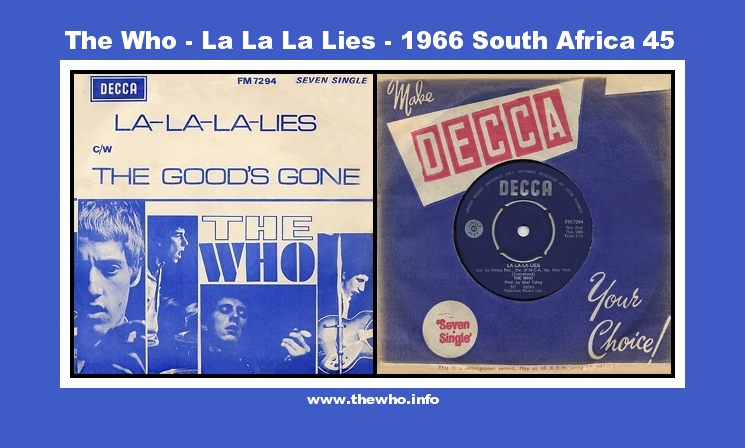 The Who - La La La Lies - 1966 South Africa 45