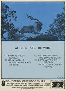 The Who - Who's Next - 1971 USA 8-Track (Pirate)