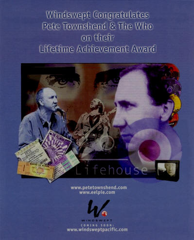 Pete Townshend - Windswept  Congratulates Pete Townshend & The Who On Their Lifetime Achievement Award - 2001 USA