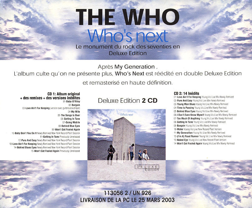 The Who - Who's Next Deluxe - 2003 France Press Kit