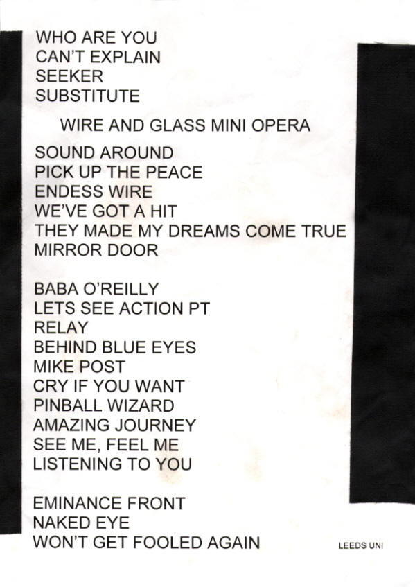 The Who - June 17, 2006 - Leeds University - Leeds, UK Setlist