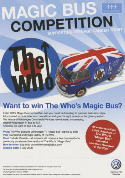 The Who - Magic Bus Competition - 2008 UK Flyer