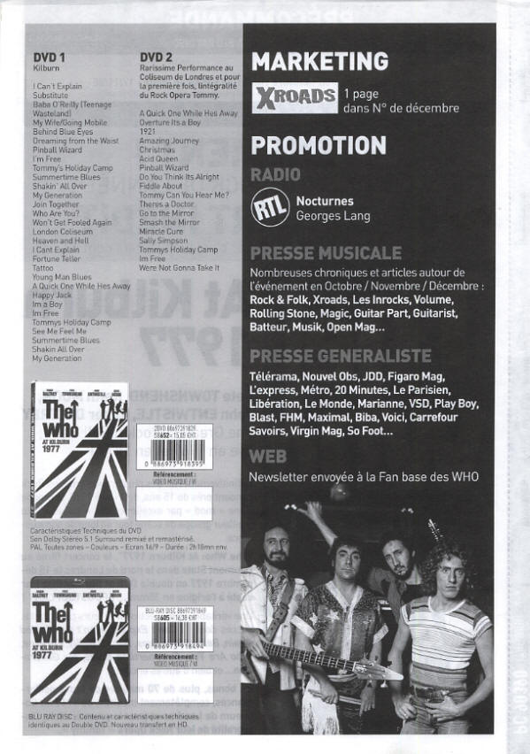 The Who - Kilburn 1977 - 2008 France Press Kit