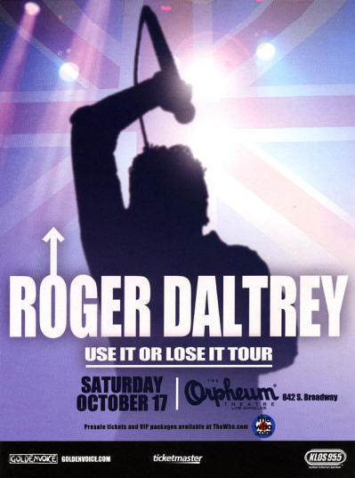 Roger Daltrey - Orpheum Theatre, Los Angeles, California - October 17, 2009 USA