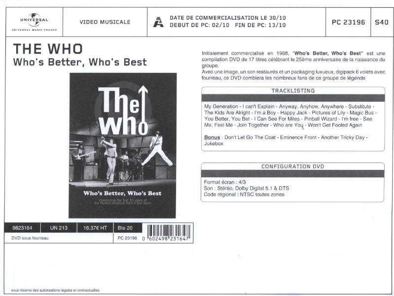 The Who - Who's Better, Who's Best - 2010 France Press Kit