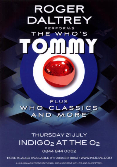 Roger Daltrey - Tommy - Indigo2 At The 02 - July 21, 2011 UK Flyer