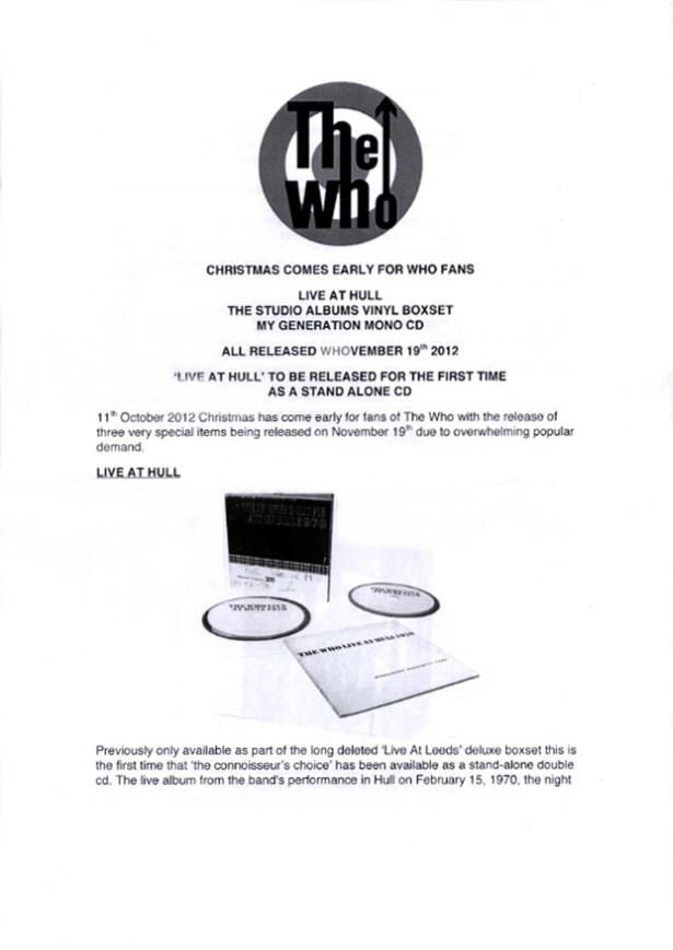 The Who - Whovember - 2012 UK Press Kit