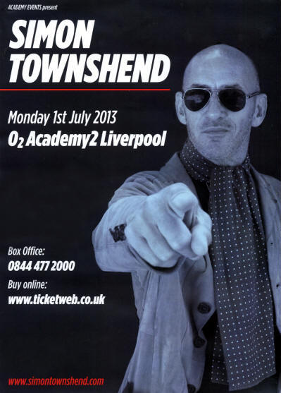 Simon Townshend - O2 Academy2 Liverpool, UK - July 1, 2013