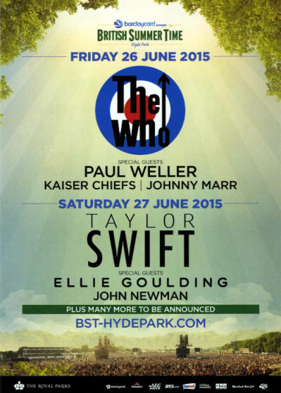The Who - Hyde Park June 26, 2015 - 2015 UK Flyer