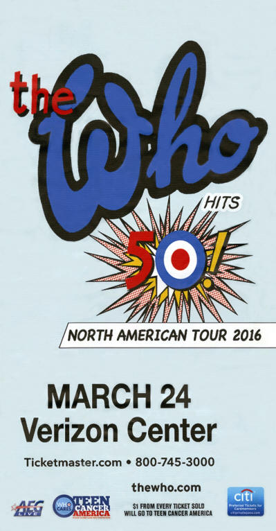 The Who - Verizon Center - March 24, 2016 - Washington, DC USA (Venue Poster)