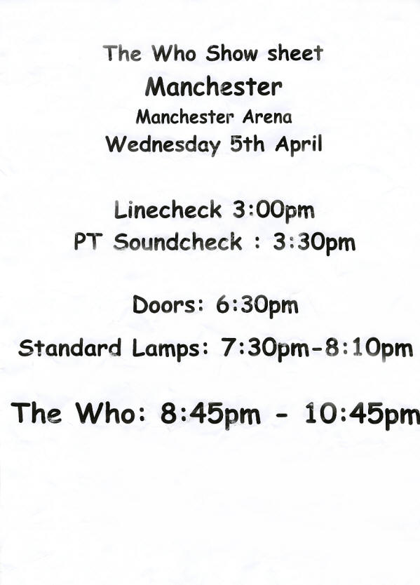 The Who - April 05, 2017 - Manchester Arena - Manchester, UK Setlist