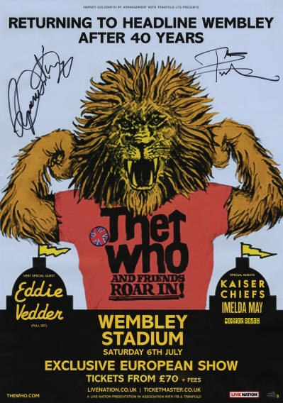 The Who - Wembley Stadium - London- July 6, 2019 - UK (Autographed by Roger Daltrey & Pete Townshend)