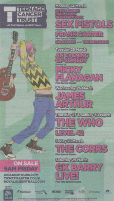 The Who - Teen Cancer Trust - Royal Albert Hall - March 27 & 30, 2025 UK Ad