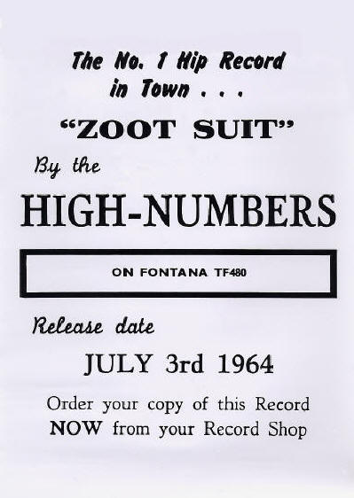 The High Numbers - Zoot Suit - 1964 UK (reproduction)