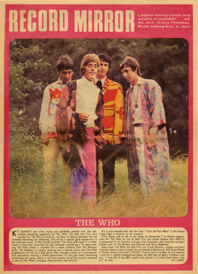 The Who - UK - Record Mirror - November 4, 1967
