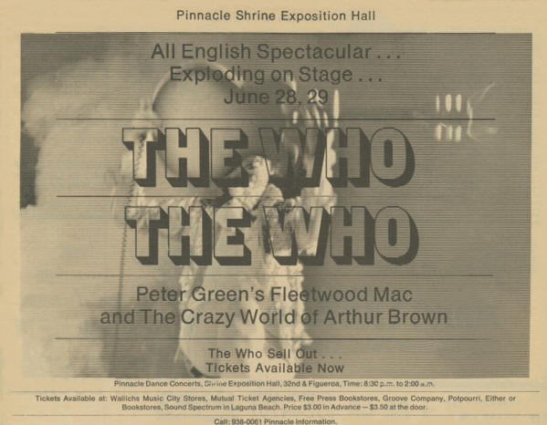 The Who - Shrine Exposition Hall - June 28 - 29, 1968 LA, California USA