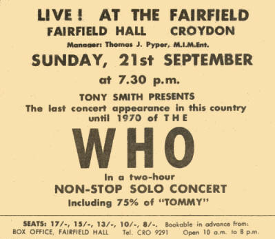 The Who - Croydon - September 21, 1969 UK