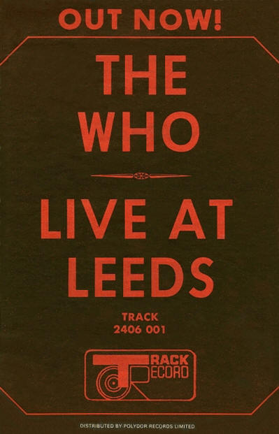 The Who - Live At Leeds Out Now - 1970 UK Ad