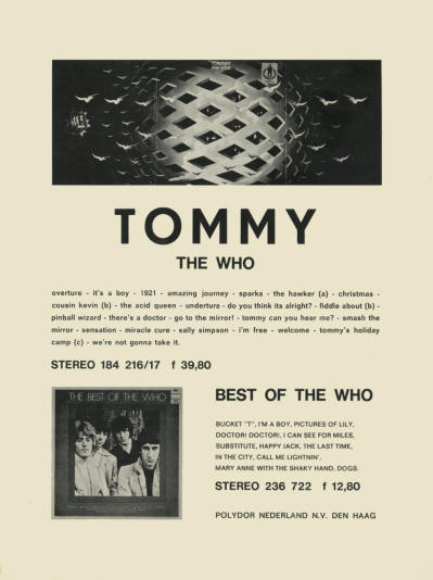 The Who - Tommy & Best Of The Who - 1970 Holland Ad