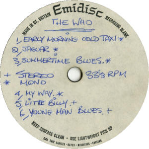The Who - 1970 Unreleased LP - 1970 UK LP Acetate