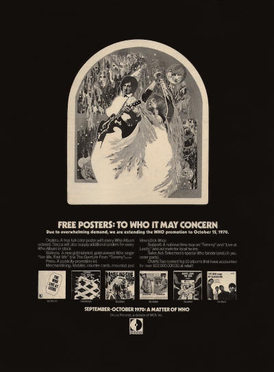 The Who - "Free Posters" - 1970 USA