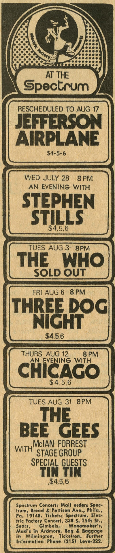The Who - The Philadelphia Spectrum - August 3, 1971 - Pennsylvania, USA