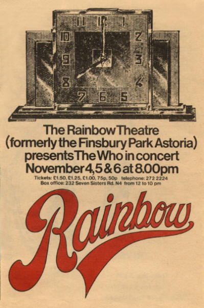 The Who - The Rainbow - September, 1971 UK