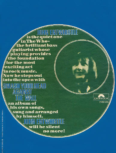 John Entwistle - Smash Your Head Against The Wall - 1971 Holland