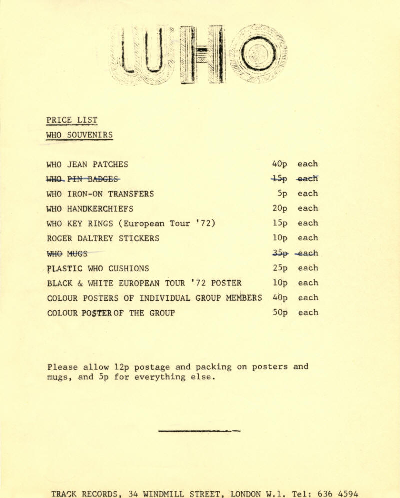 The Who - 1973 UK - Track Records - Press Kit