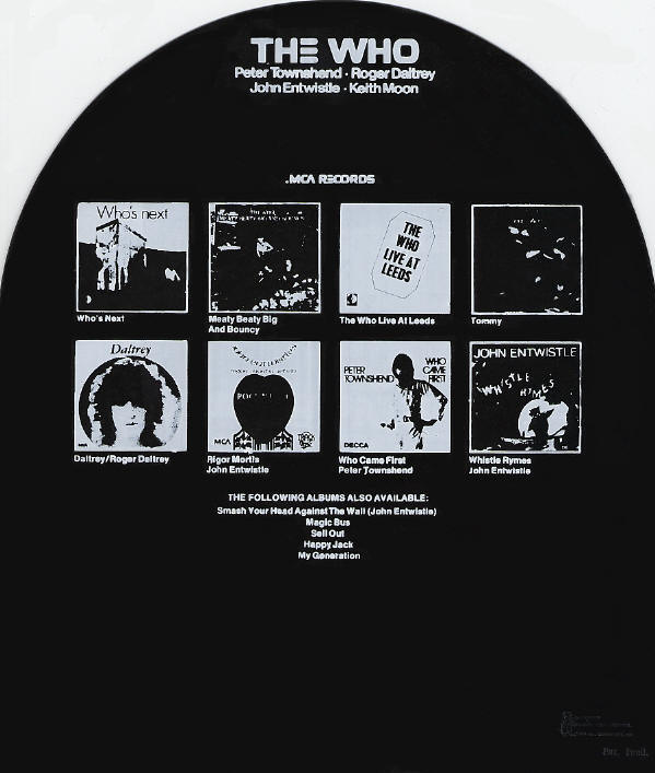 The Who - Record Bin Divider - 1973 USA
