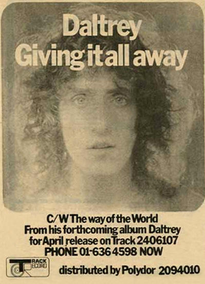 Roger Daltrey - Giving It All Away - 1973 UK
