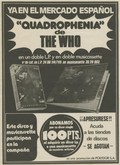 The Who - Quadrophenia - 1974 Spain Ad